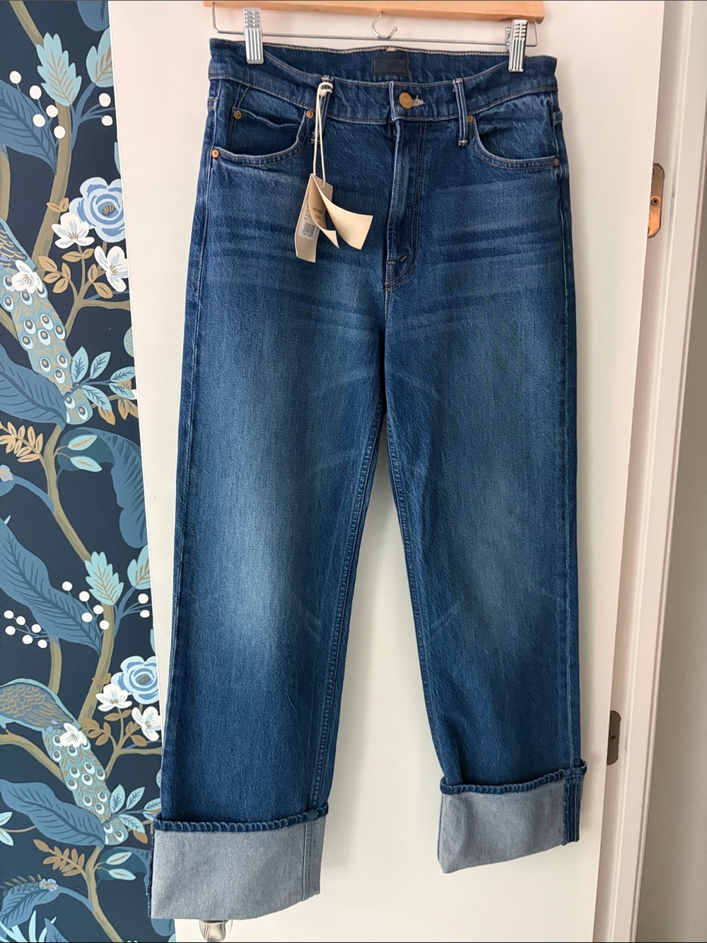 MOTHER Straight Leg Jeans in Medium Blue Wash